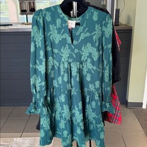 Umgee Green Floral Long Sleeve Dress
